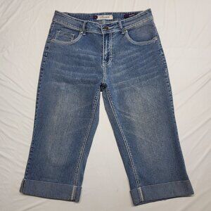 Vigold Capri Jeans Womens Size 14 Stretch Thick Stitched Pockets Cuffed 34 X 18